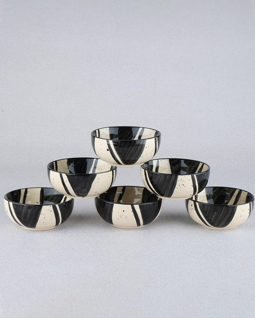 Beautifully Crafted Splash Stoneware Small Bowl | Set of 6 | 2 x 2 inches | 220ml