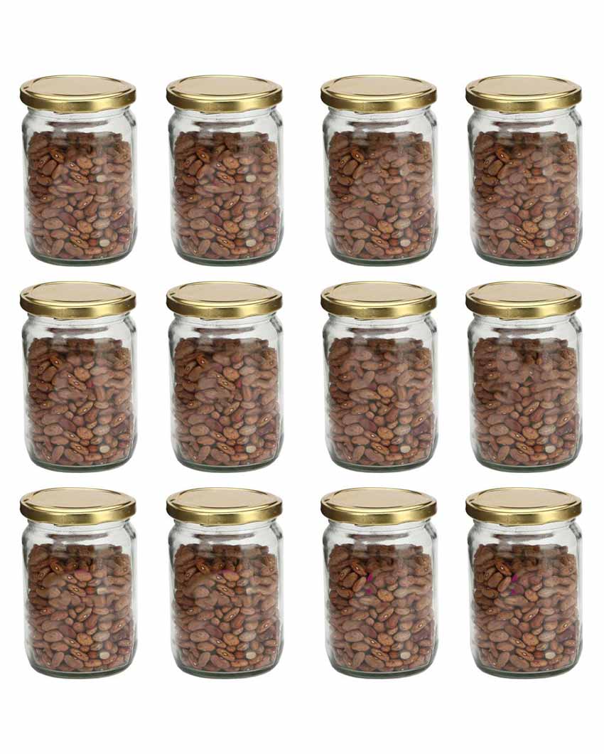 Kitchen friendly Design Transparent Glass Jar Containers | 4 x 5 inches | 500ml