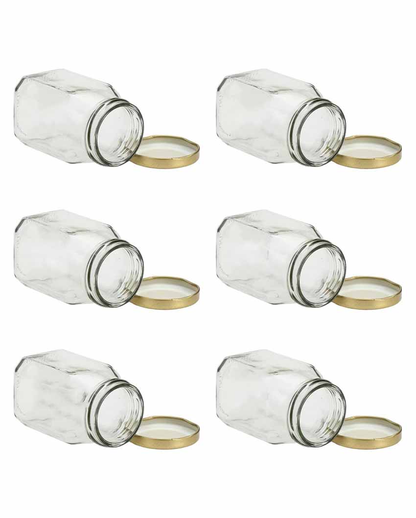 Unique Embossed Design Leakproof Transparent Glass Jar Containers | 3 x 3 x 4 inches | 400ml