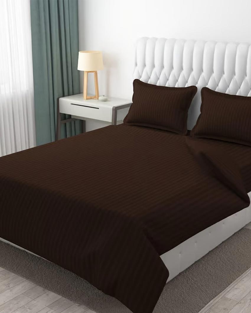 Classic Striped Cotton Double Bed Bedsheet With 2 Pillow Cover | 100 x 90 x 3 inches