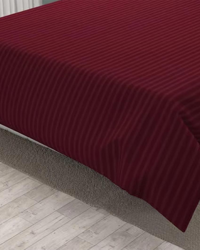 Classic Striped Cotton Double Bed Bedsheet With 2 Pillow Cover | 100 x 90 x 3 inches