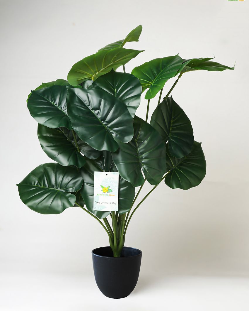 Green Philodendron Polyester Artificial Plant with Pot | 18 Leaves | 2 feet