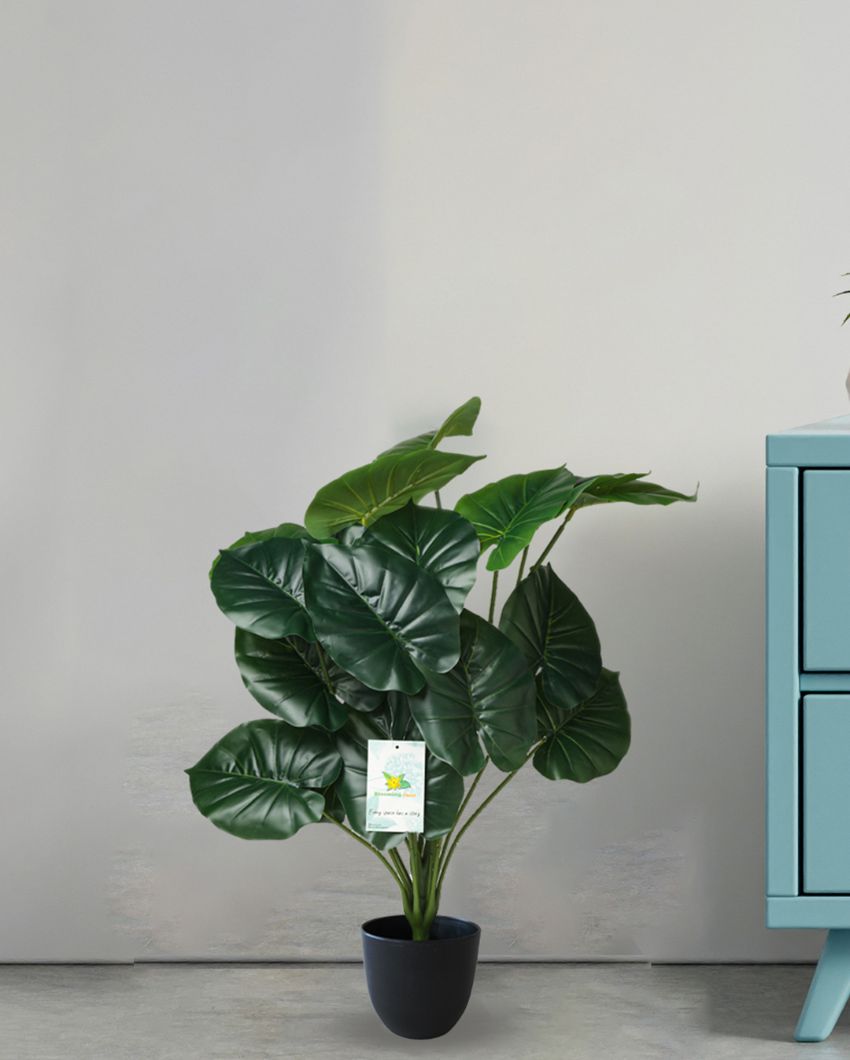 Green Philodendron Polyester Artificial Plant with Pot | 18 Leaves | 2 feet