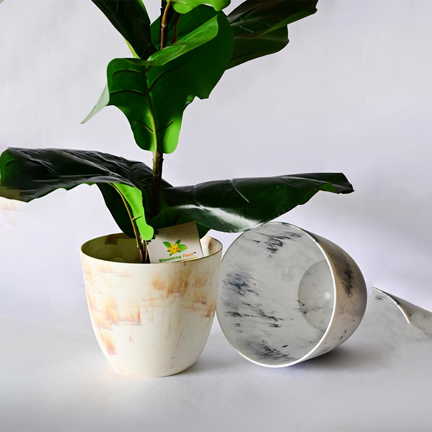 Natural Glow Rose Gold & Yellow Textured Round Pots | 6 x 5 inches