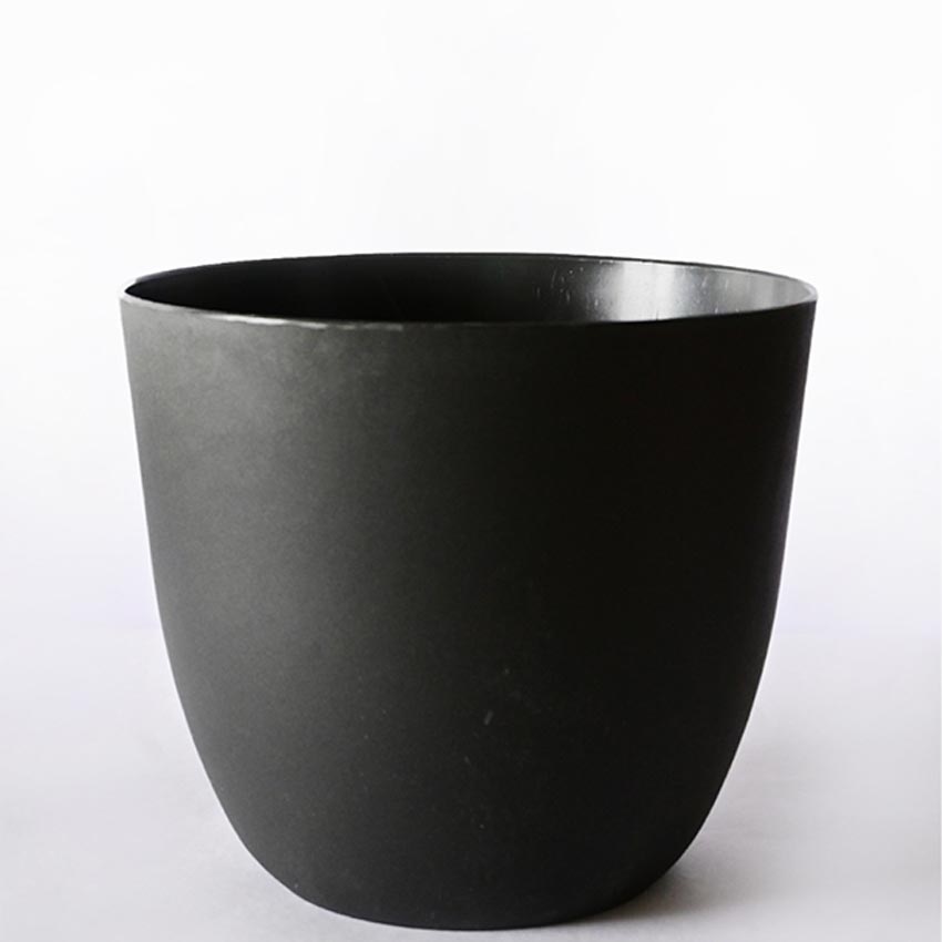 Modern Stackable Matte Black Round Pots Without Plant | 7 x 4 inches