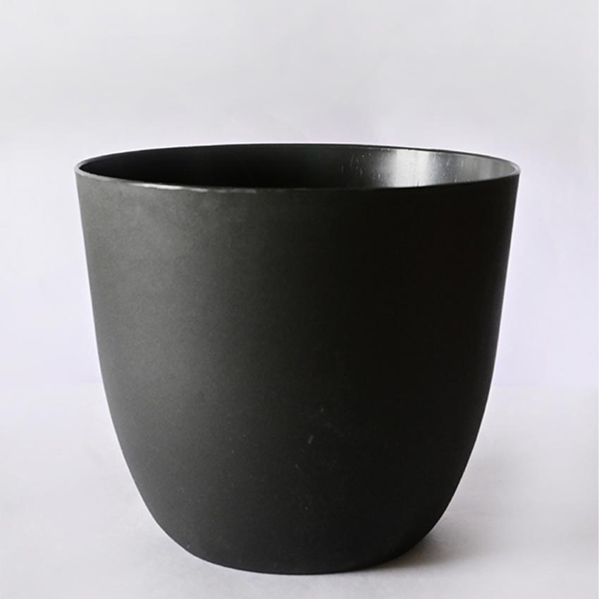Modern Stackable Matte Black Round Pots Without Plant | 7 x 4 inches