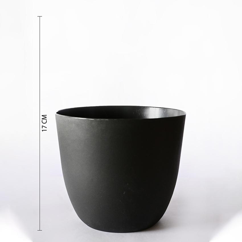 Modern Stackable Matte Black Round Pots Without Plant | 7 x 4 inches