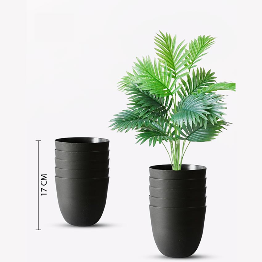 Modern Stackable Matte Black Round Pots Without Plant | 7 x 4 inches