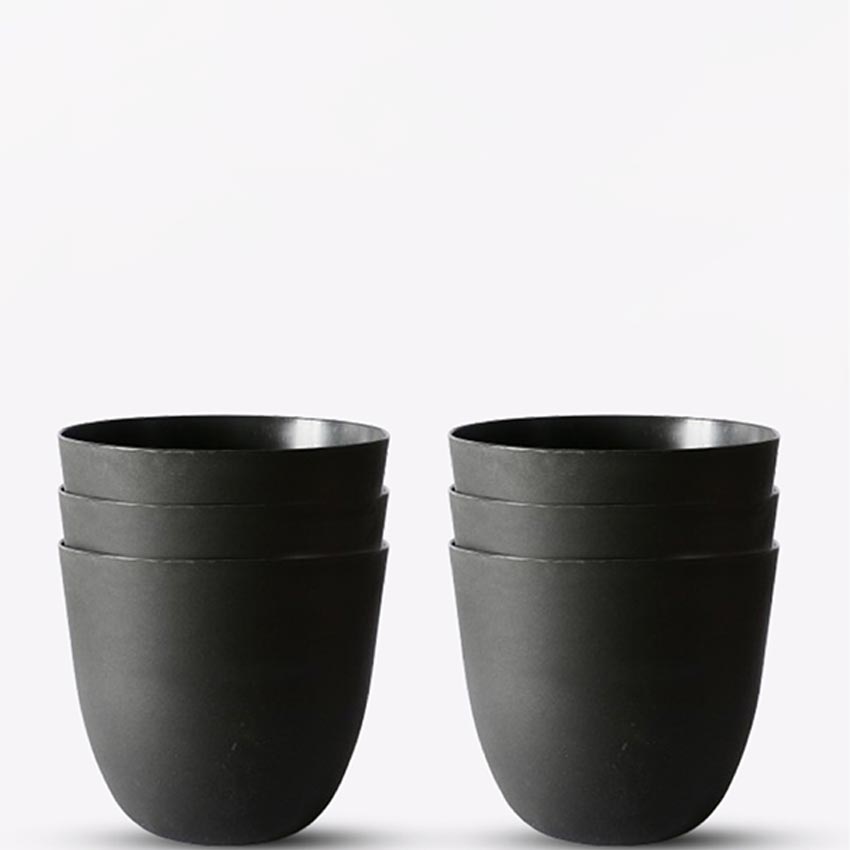 Modern Stackable Matte Black Round Pots Without Plant | 7 x 4 inches