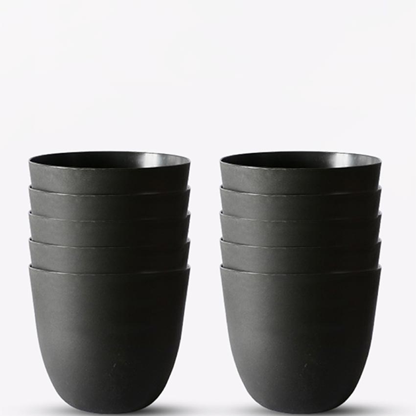 Modern Stackable Matte Black Round Pots Without Plant | 7 x 4 inches