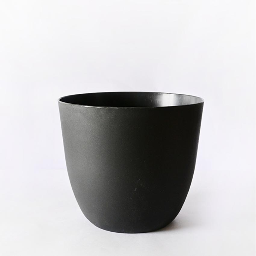 Modern Stackable Matte Black Round Pots Without Plant | 7 x 4 inches