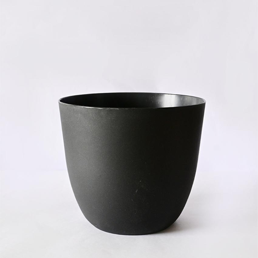 Modern Stackable Matte Black Round Pots Without Plant | 7 x 4 inches