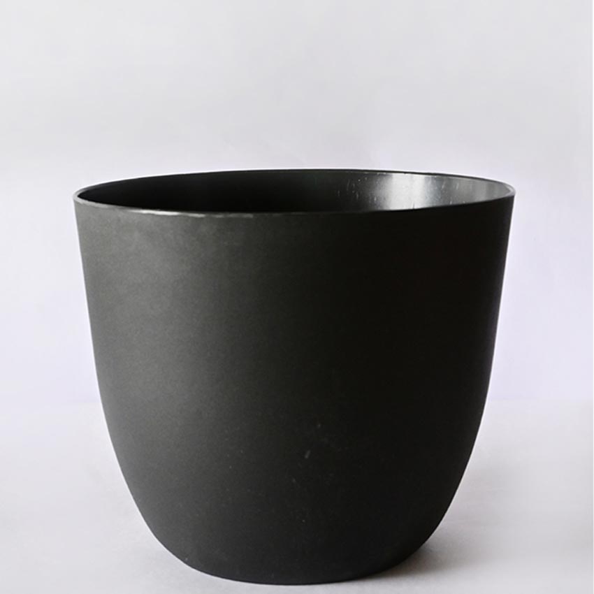 Modern Stackable Matte Black Round Pots Without Plant | 7 x 4 inches
