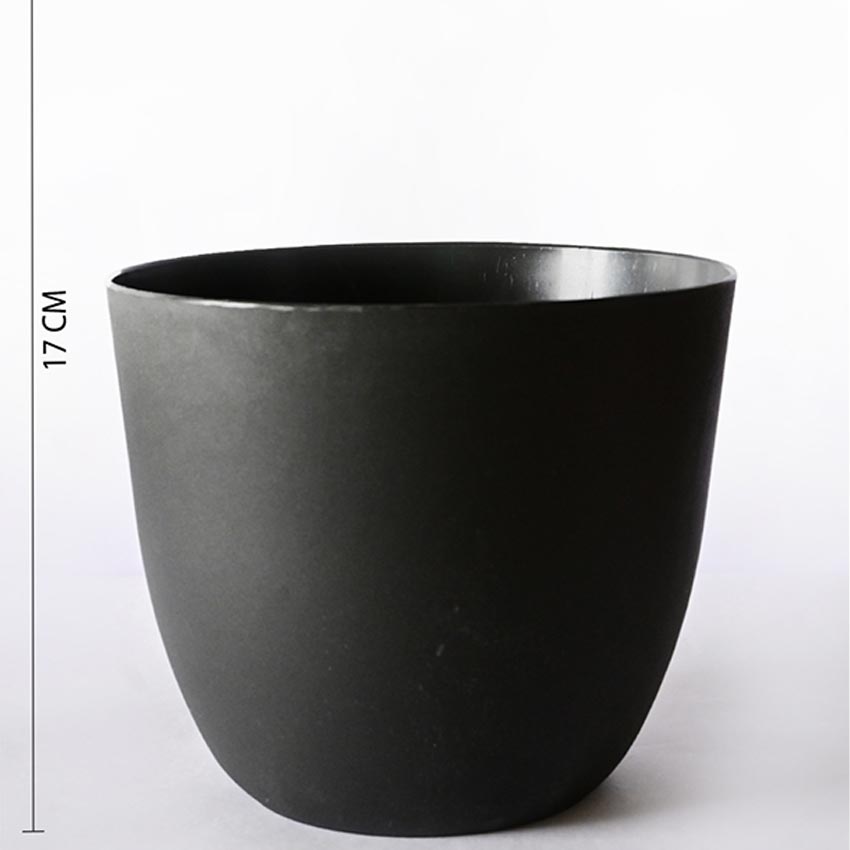 Modern Stackable Matte Black Round Pots Without Plant | 7 x 4 inches
