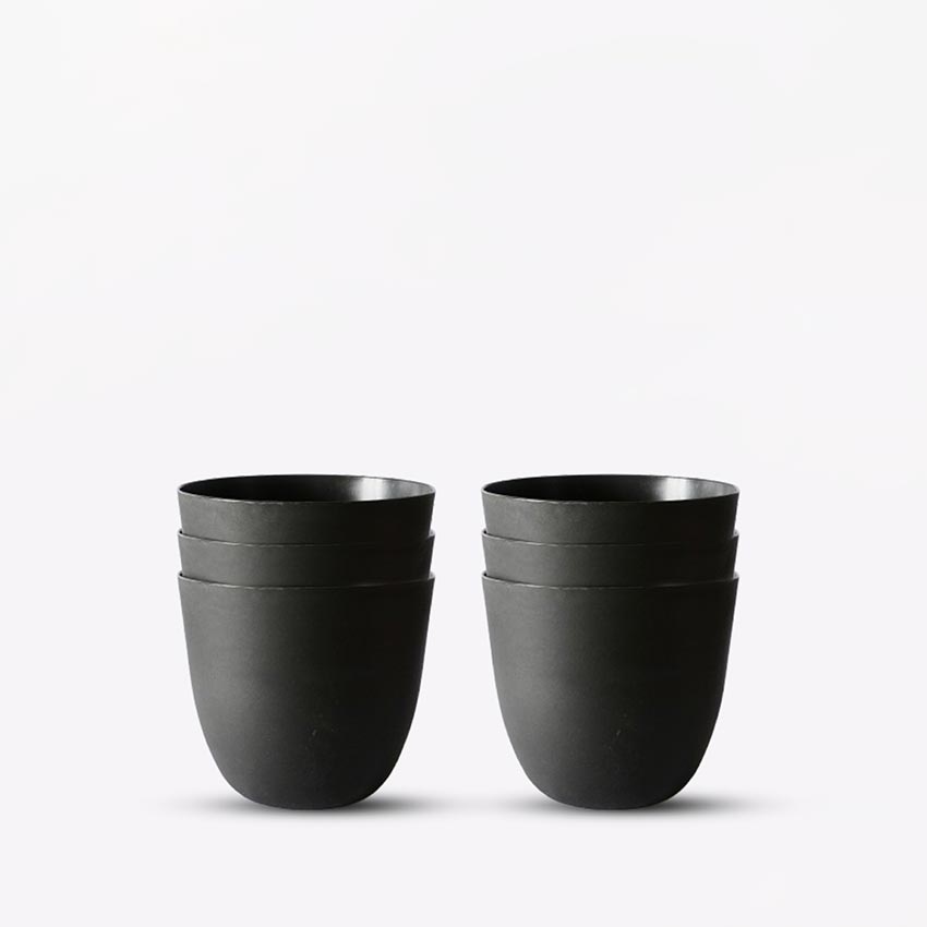 Modern Stackable Matte Black Round Pots Without Plant | 7 x 4 inches