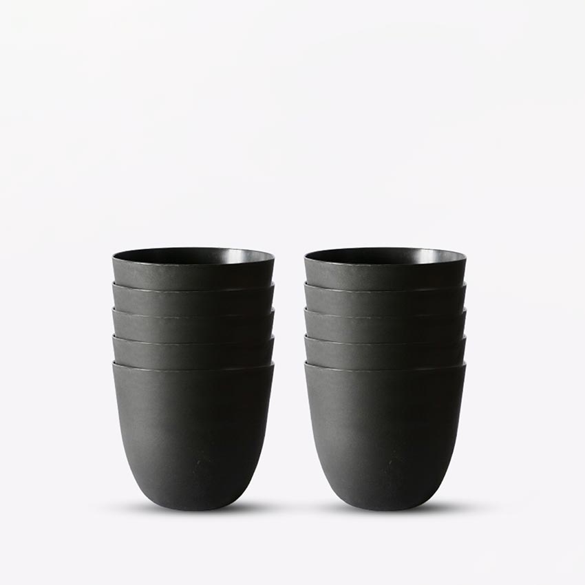 Modern Stackable Matte Black Round Pots Without Plant | 7 x 4 inches