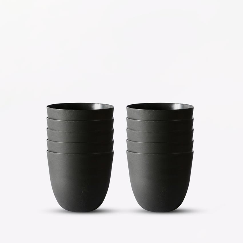 Modern Stackable Matte Black Round Pots Without Plant | 7 x 4 inches