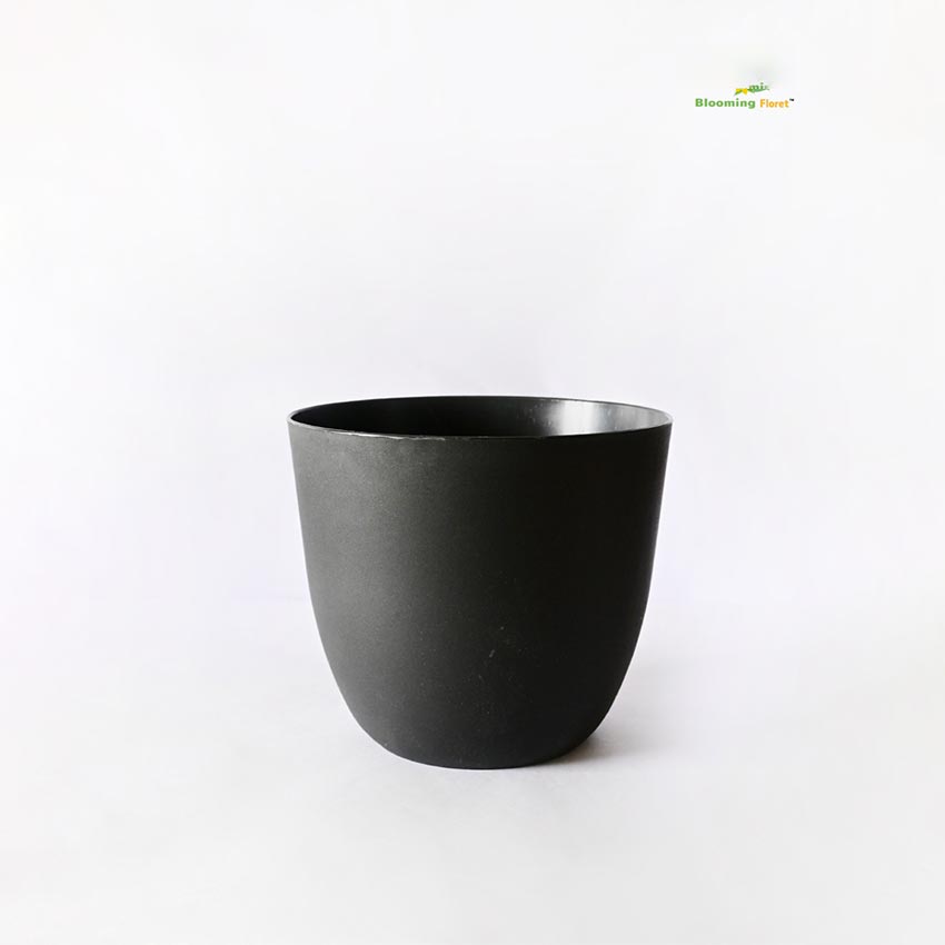 Modern Stackable Matte Black Round Pots Without Plant | 7 x 4 inches