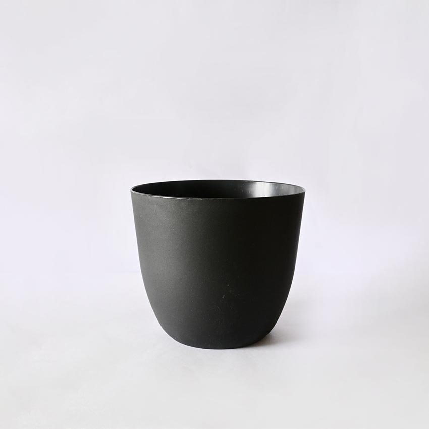 Modern Stackable Matte Black Round Pots Without Plant | 7 x 4 inches