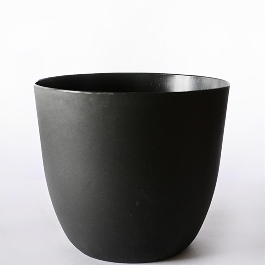 Modern Stackable Matte Black Round Pots Without Plant | 7 x 4 inches