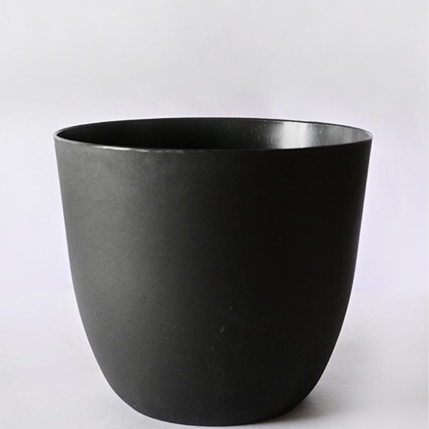 Modern Stackable Matte Black Round Pots Without Plant | 7 x 4 inches