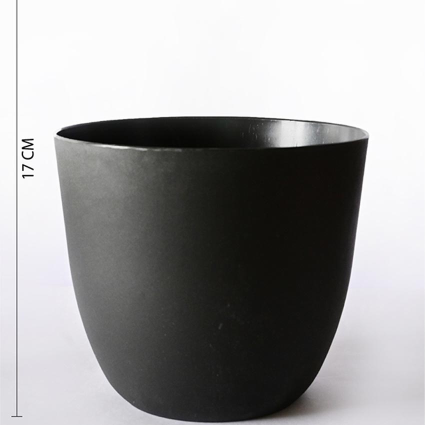 Modern Stackable Matte Black Round Pots Without Plant | 7 x 4 inches