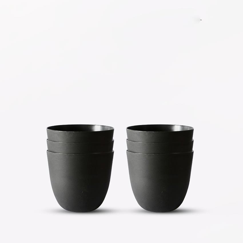 Modern Stackable Matte Black Round Pots Without Plant | 7 x 4 inches