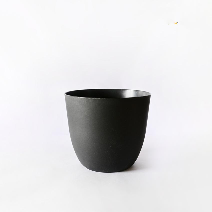 Modern Stackable Matte Black Round Pots Without Plant | 7 x 4 inches