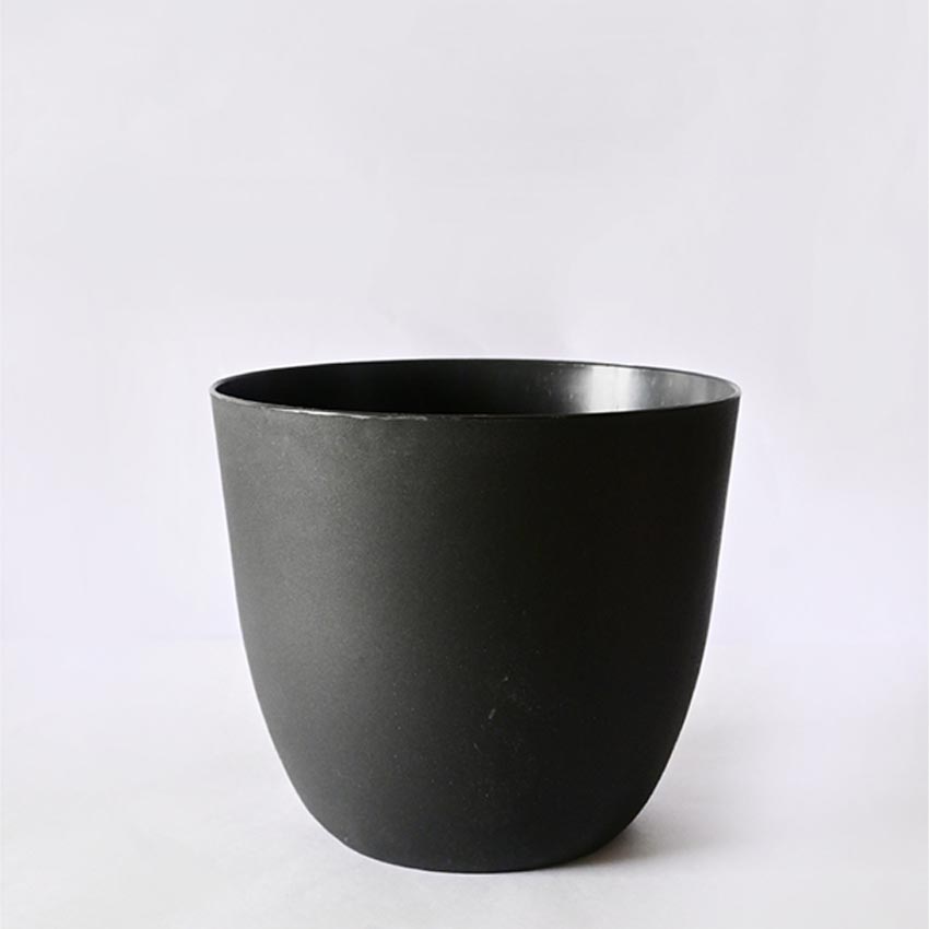 Modern Stackable Matte Black Round Pots Without Plant | 7 x 4 inches