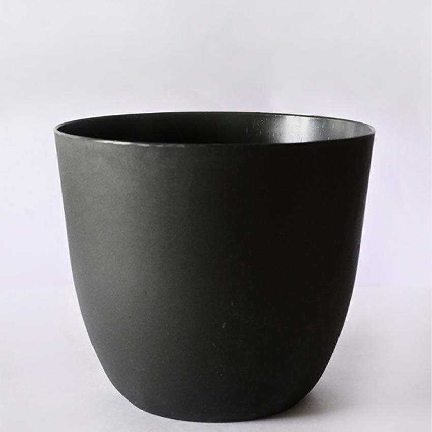 Modern Stackable Matte Black Round Pots Without Plant | 7 x 4 inches