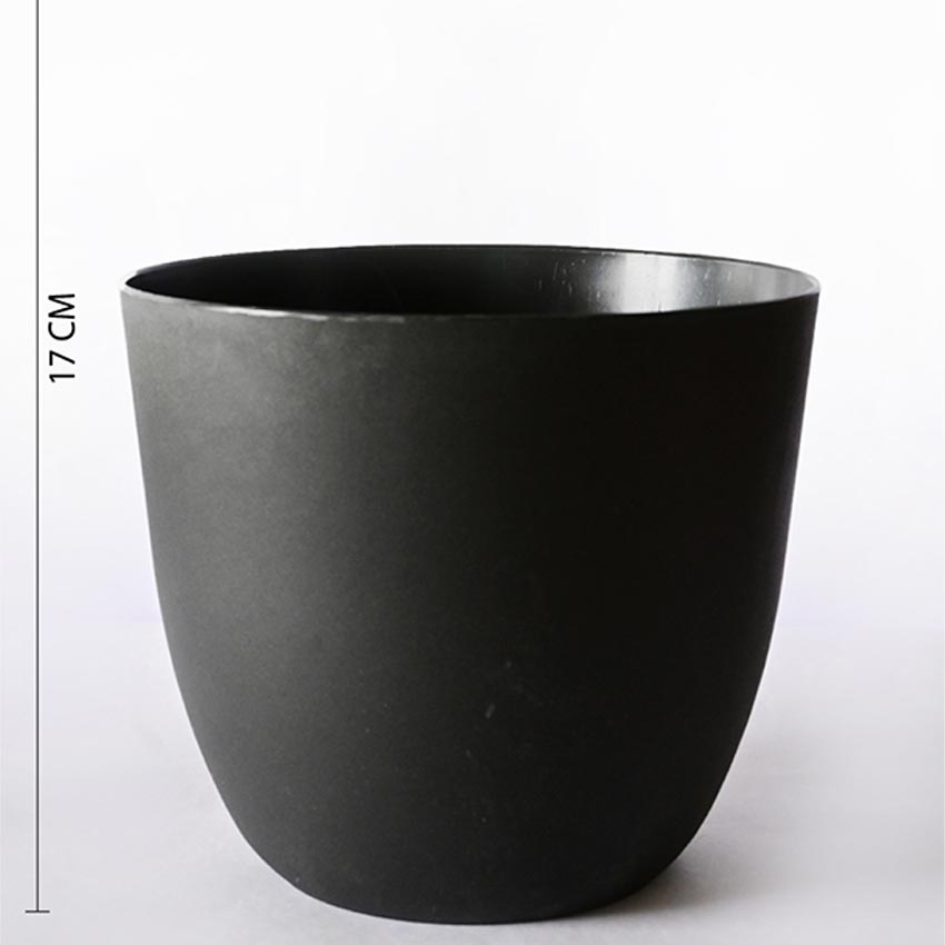 Modern Stackable Matte Black Round Pots Without Plant | 7 x 4 inches