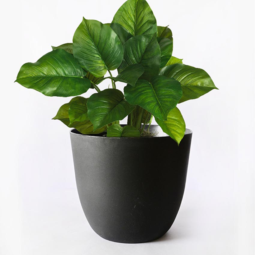 Modern Stackable Matte Black Round Pots Without Plant | 7 x 4 inches