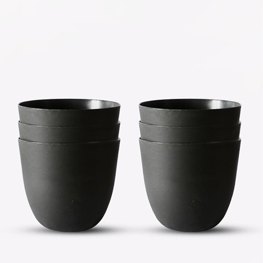 Modern Stackable Matte Black Round Pots Without Plant | 7 x 4 inches