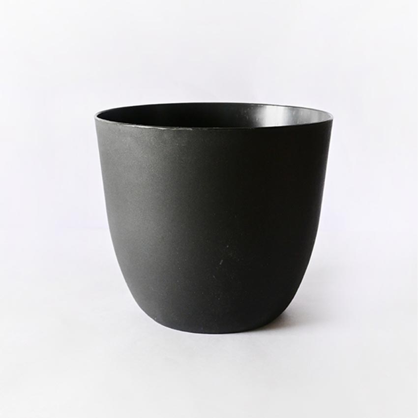 Modern Stackable Matte Black Round Pots Without Plant | 7 x 4 inches