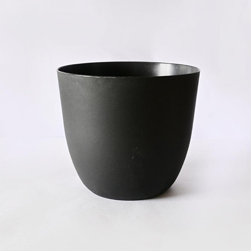Modern Stackable Matte Black Round Pots Without Plant | 7 x 4 inches