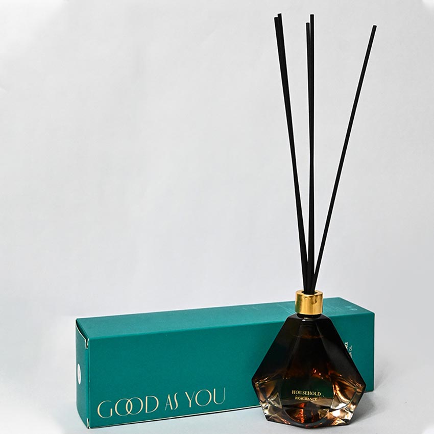 Mystic Aura Black Glass Bottle Oil Reed Diffuser & Sticks | 2 x 2 x 4 inches | 100 ml