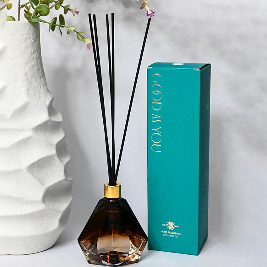 Mystic Aura Black Glass Bottle Oil Reed Diffuser & Sticks | 2 x 2 x 4 inches | 100 ml