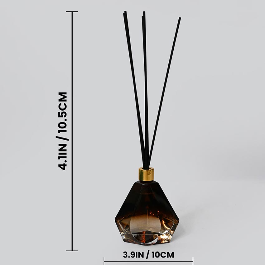 Mystic Aura Black Glass Bottle Oil Reed Diffuser & Sticks | 2 x 2 x 4 inches | 100 ml