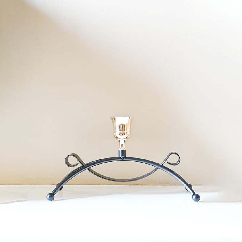 Elegant Arched Metal Black Candle Holder Without Candle | 4 x 3 x 8 inches
