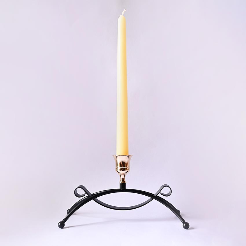 Elegant Arched Metal Black Candle Holder Without Candle | 4 x 3 x 8 inches