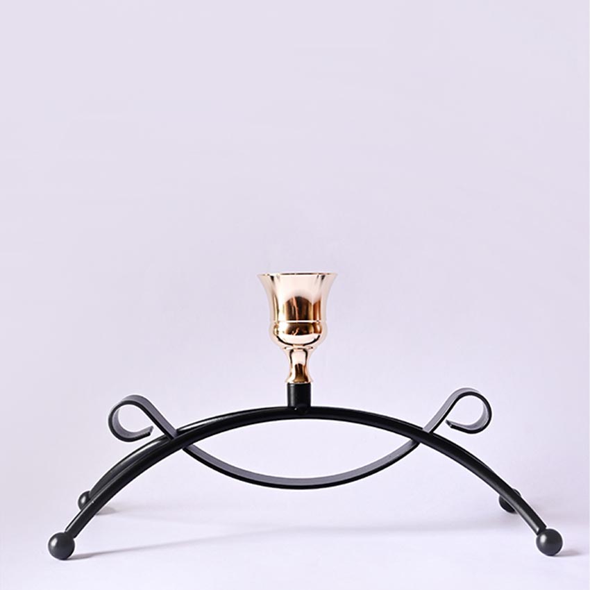 Elegant Arched Metal Black Candle Holder Without Candle | 4 x 3 x 8 inches