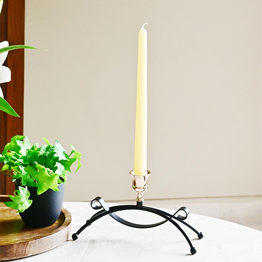 Elegant Arched Metal Black Candle Holder Without Candle | 4 x 3 x 8 inches