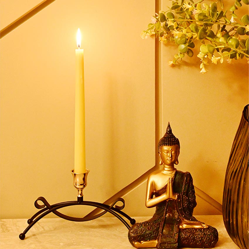 Elegant Arched Metal Black Candle Holder Without Candle | 4 x 3 x 8 inches