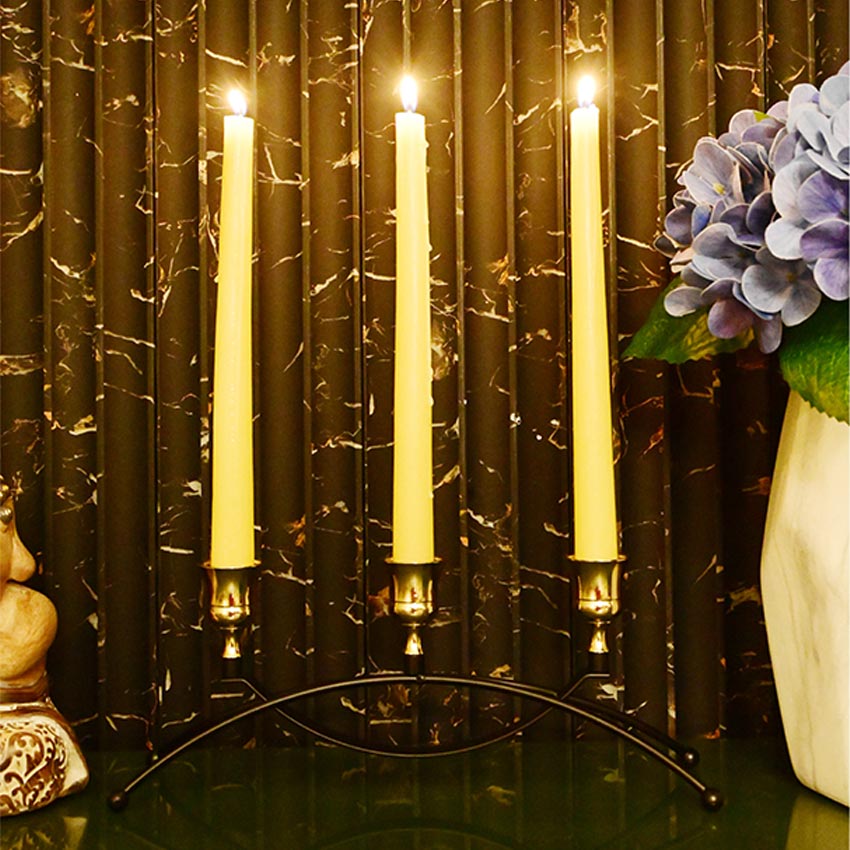 Triple Arched Metal Candle Holder Without Candles | 4 x 3 x 11 inches