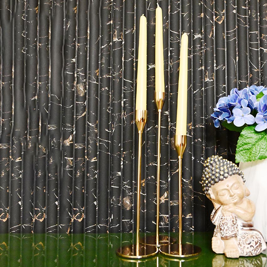 Tall Gold Finish Brass Candle Stand Trio Without Candles | Set of 3