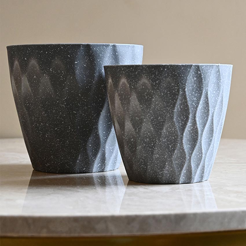 Modern Abstract Dark Grey Textured Planter Small Pot Without Plant | 5 x 5 inches