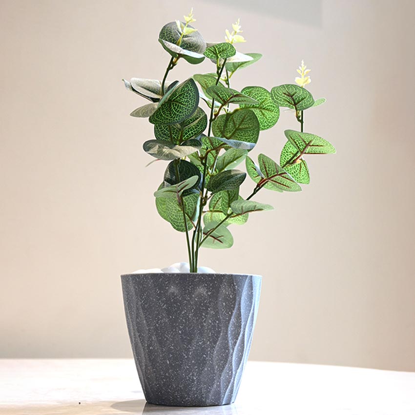 Modern Abstract Dark Grey Textured Planter Small Pot Without Plant | 6 x 5 inches