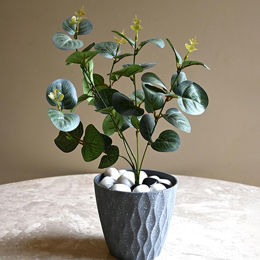 Modern Abstract Dark Grey Textured Planter Small Pot Without Plant | 6 x 5 inches