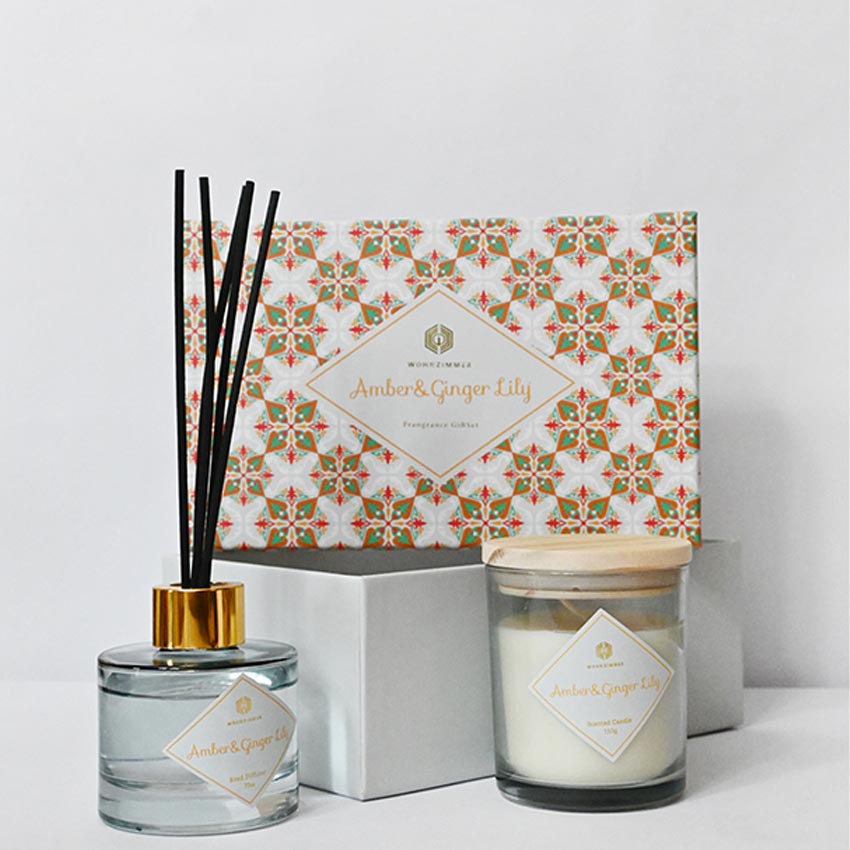 Reed Fragrance Diffuser and Scented Candle Gift Set | 11 x 5 x 3 inches