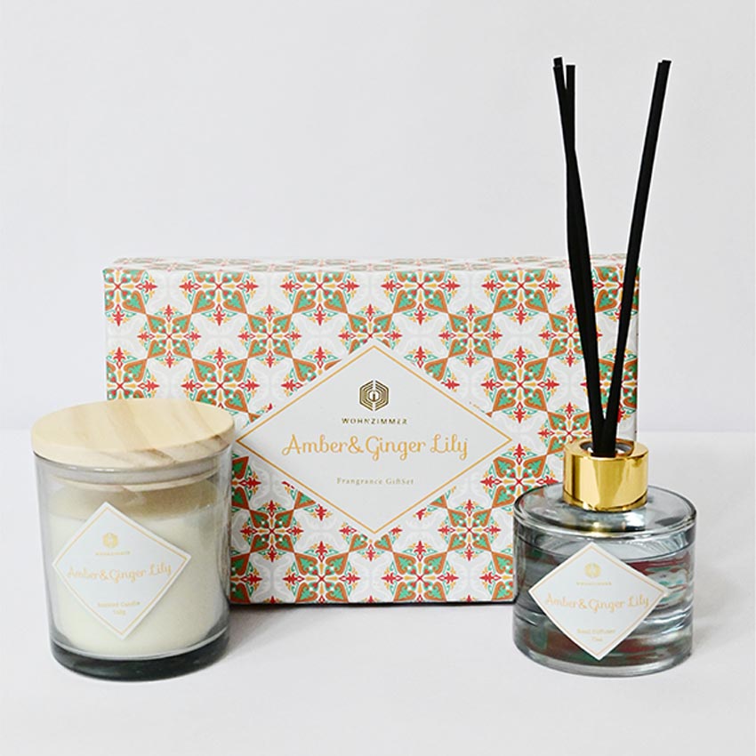 Reed Fragrance Diffuser and Scented Candle Gift Set | 11 x 5 x 3 inches